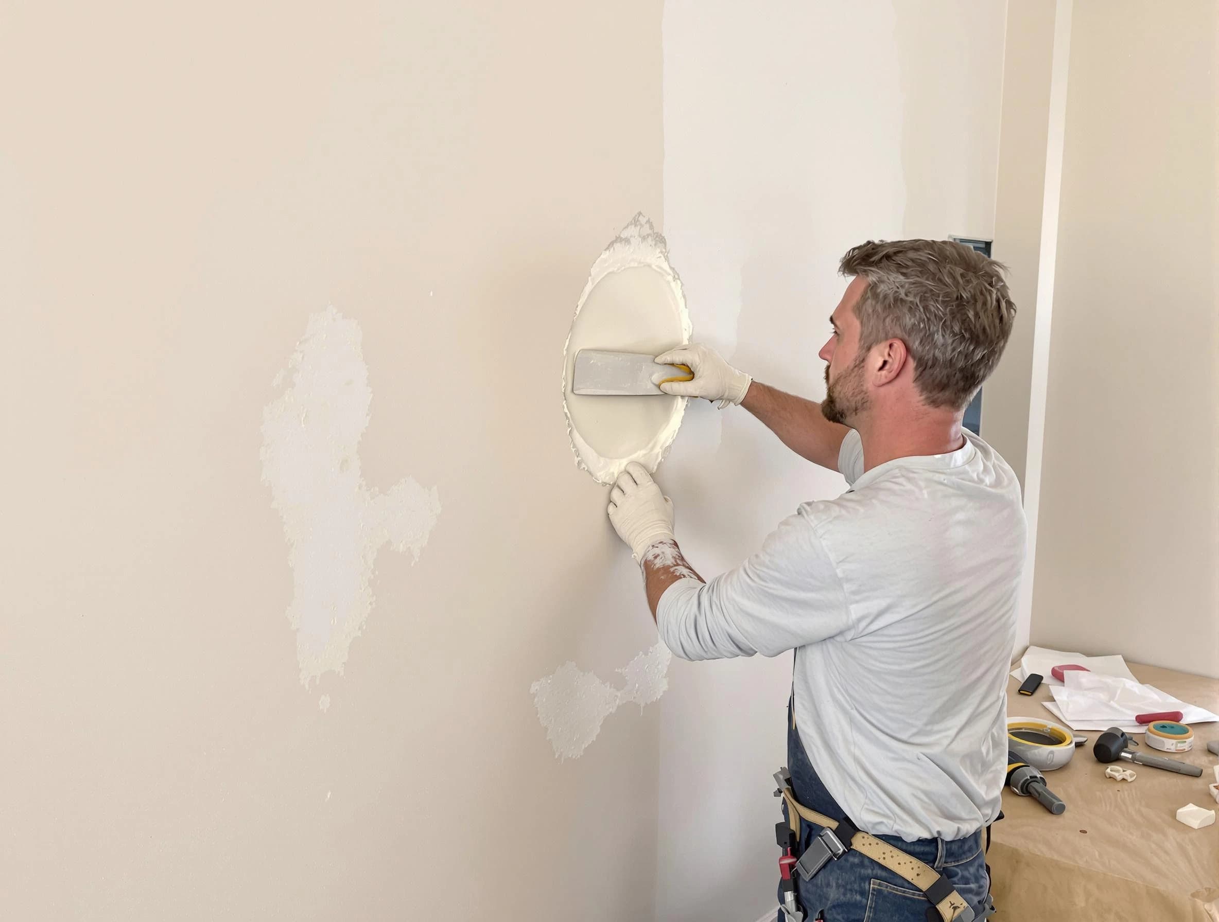 Eastlake House Painters technician patching a drywall hole in Eastlake, OH