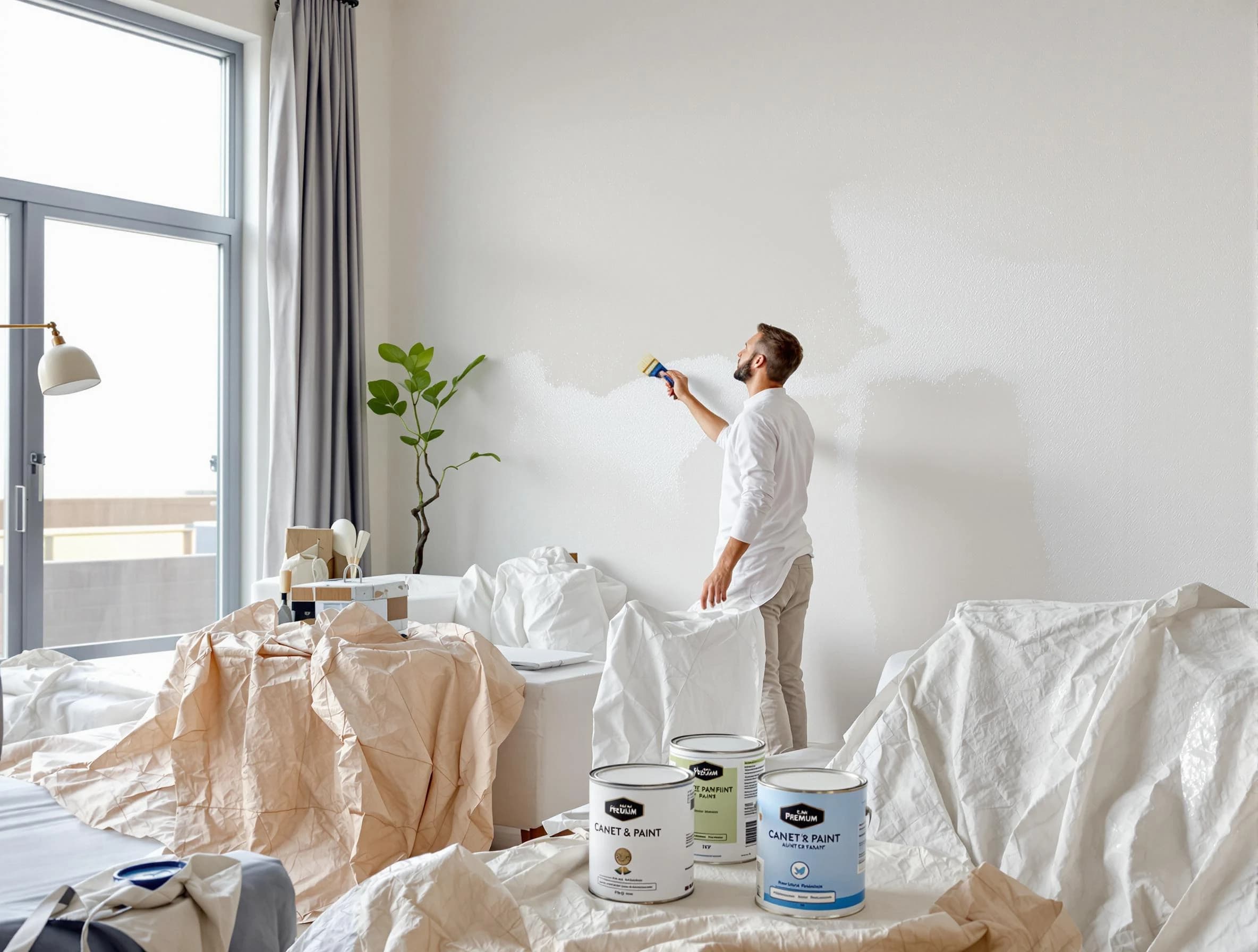 Eastlake House Painters team carefully painting an interior wall in Eastlake, OH